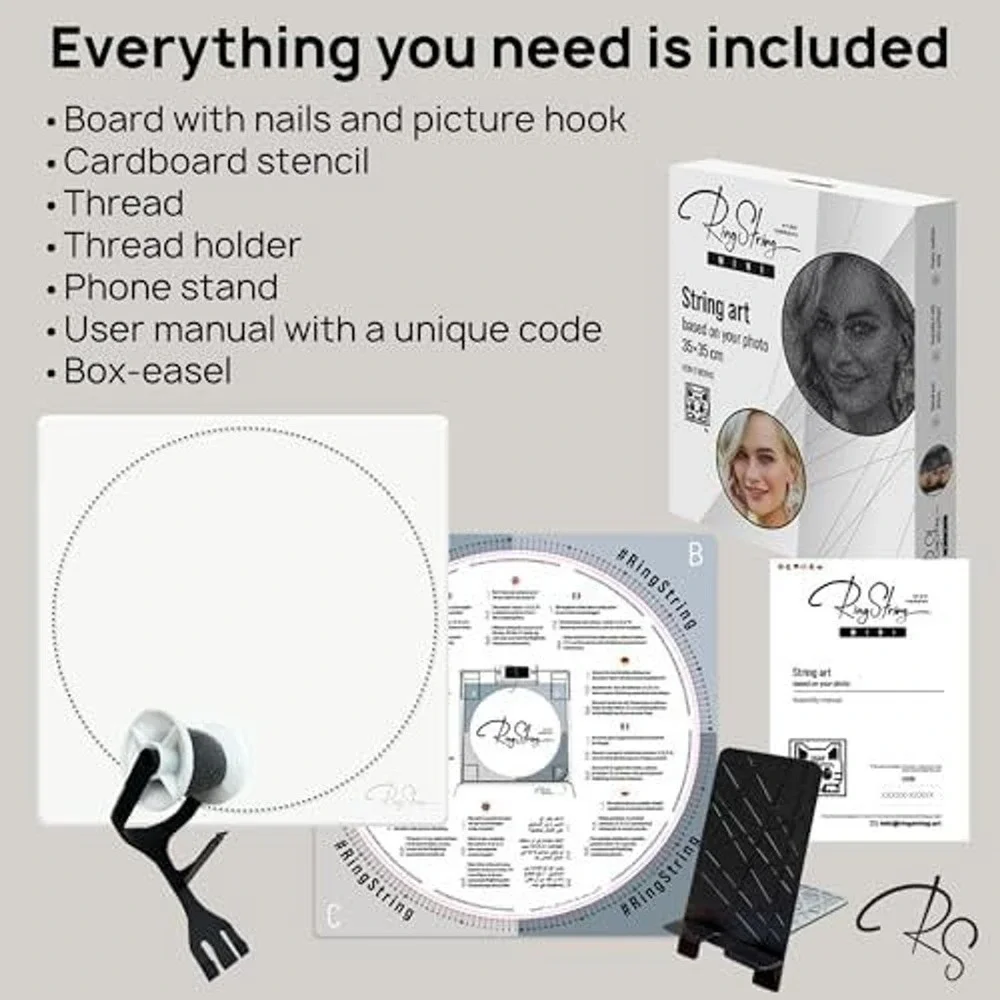 RINGSTRING Mini String Art Kit DIY Custom Photo Portrait 35x35cm Art
